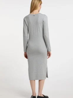 Dreimaster Damen Strickkleid in grau - Länge: mittel