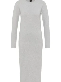Dreimaster Damen Strickkleid in grau - Länge: mittel