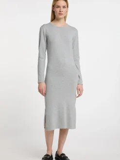 Dreimaster Damen Strickkleid in grau - Länge: mittel