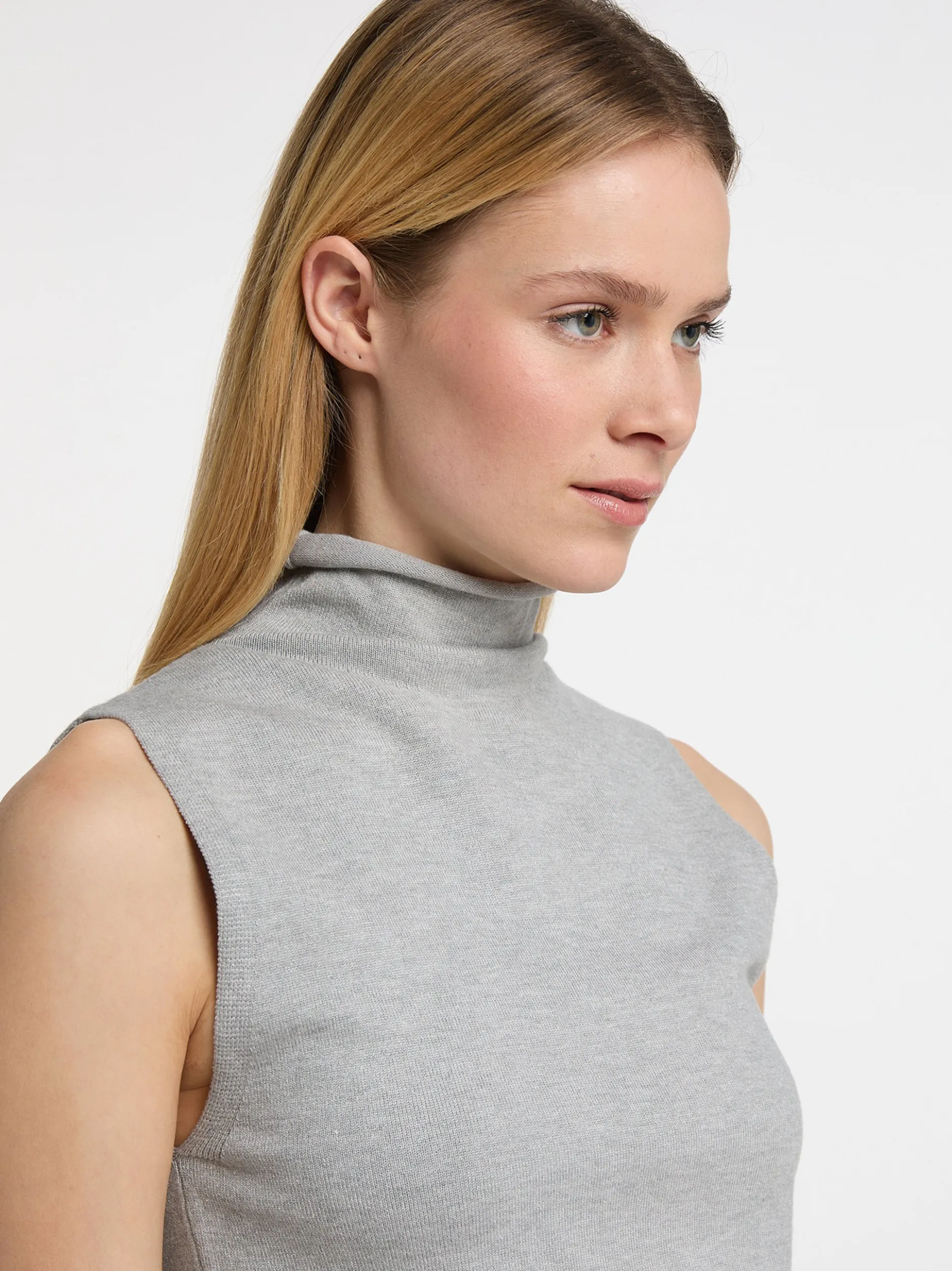 Dreimaster Damen Strickkleid in grau - Länge: lang
