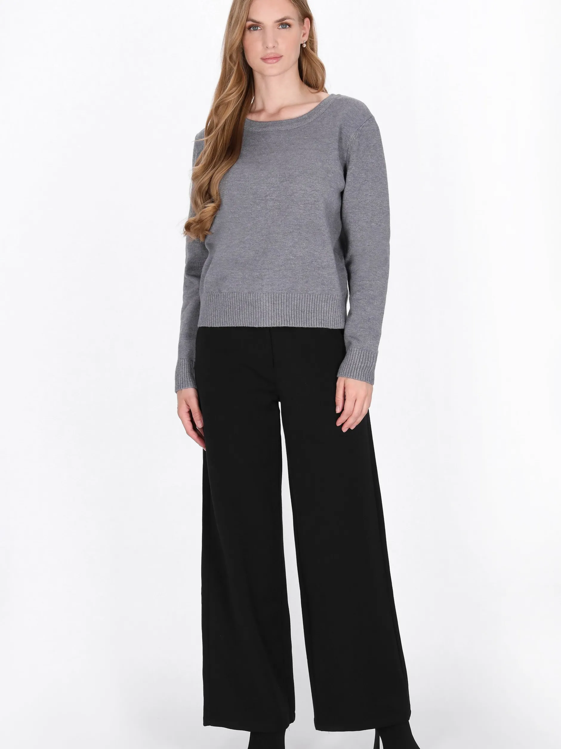 Dreimaster Damen Strickpullover in grau