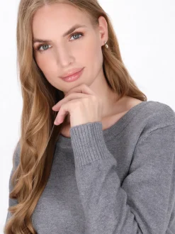 Dreimaster Damen Strickpullover in grau