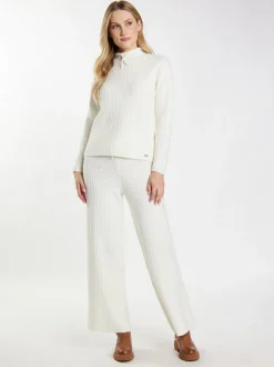 Dreimaster Damen Strickpullover in weiß