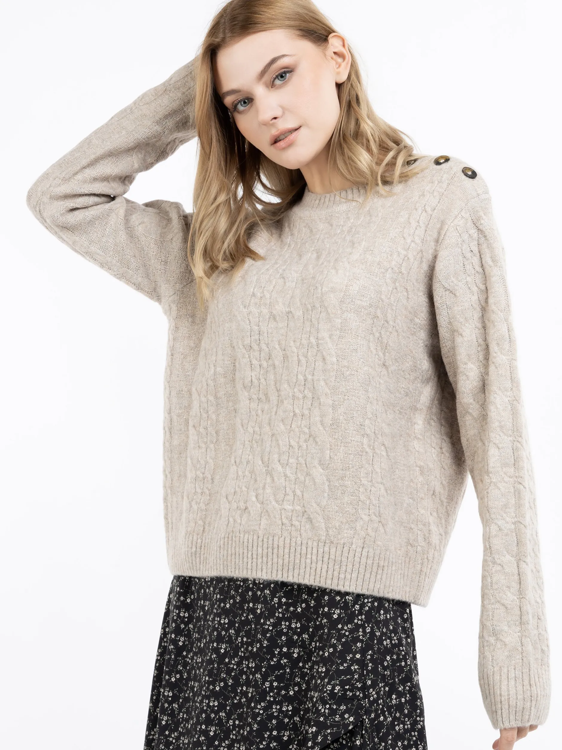 Dreimaster Damen Strickpullover in beige