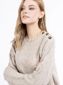 Dreimaster Damen Strickpullover in beige