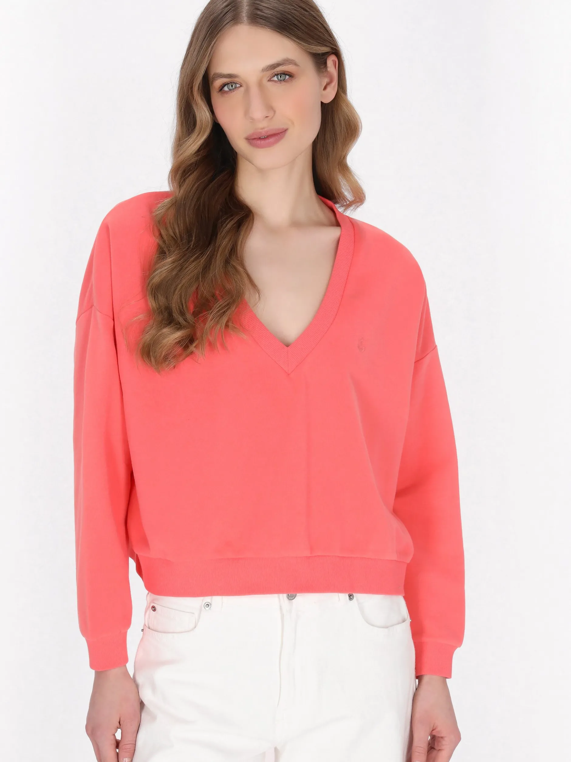 Dreimaster Damen Sweatshirt in koralle