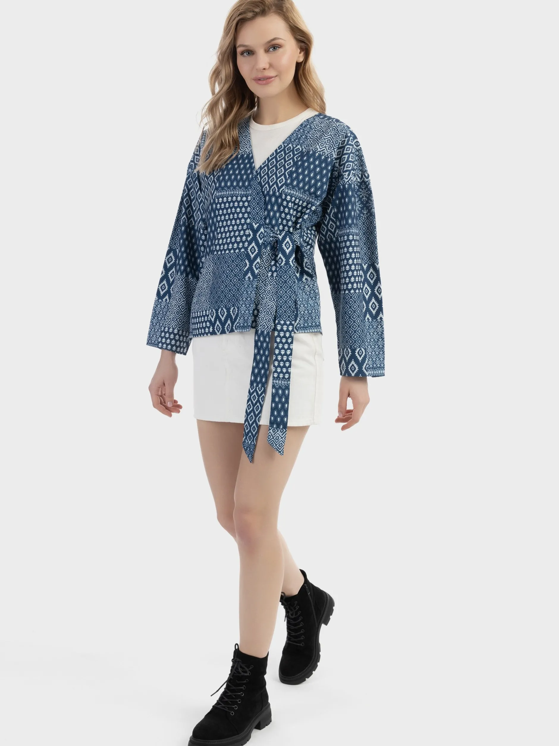 Dreimaster Damen Wickeljacke in marine