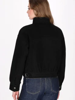Dreimaster Damen Wildlederjacke in schwarz