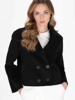 Dreimaster Damen Wolljacke in schwarz