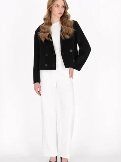 Dreimaster Damen Wolljacke in schwarz