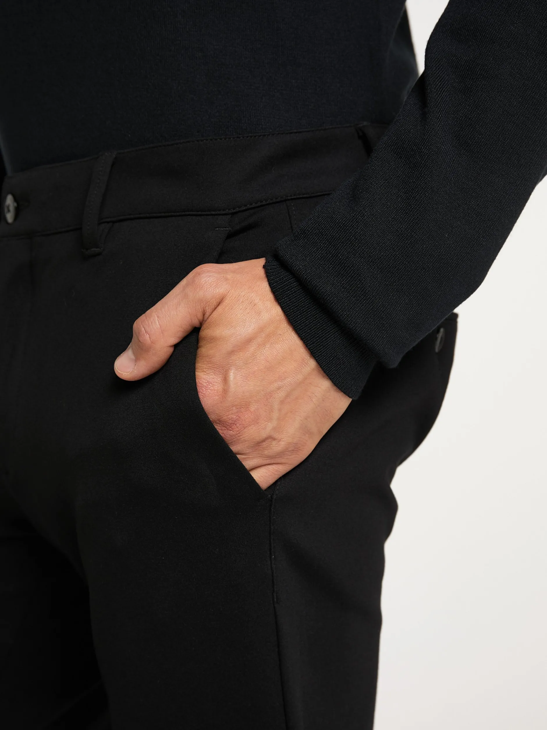 Dreimaster Herren Chino in schwarz - Länge: lang