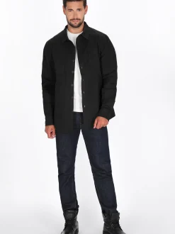 Dreimaster Herren Hemd in schwarz