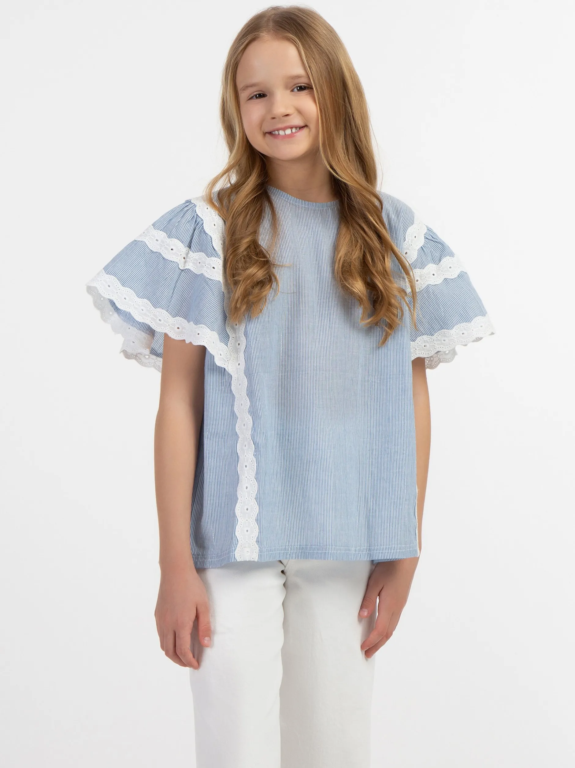 Dreimaster Mädchen Blusenshirt in hellblau