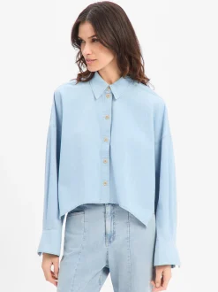 Drykorn Damen Jeansbluse - Oshia in hellblau
