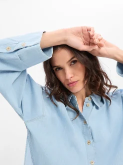 Drykorn Damen Jeansbluse - Oshia in hellblau