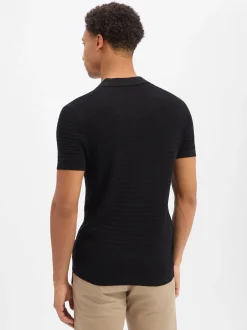 Drykorn Herren Strick-Poloshirt in schwarz
