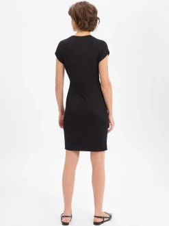 EDITED Damen Jerseykleid in schwarz - Ärmel: extra kurz