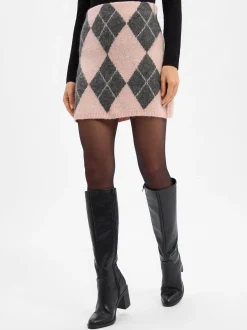 EDITED Damen Strickrock mit Alpaka-Anteil in rosa anthrazit