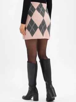 EDITED Damen Strickrock mit Alpaka-Anteil in rosa anthrazit