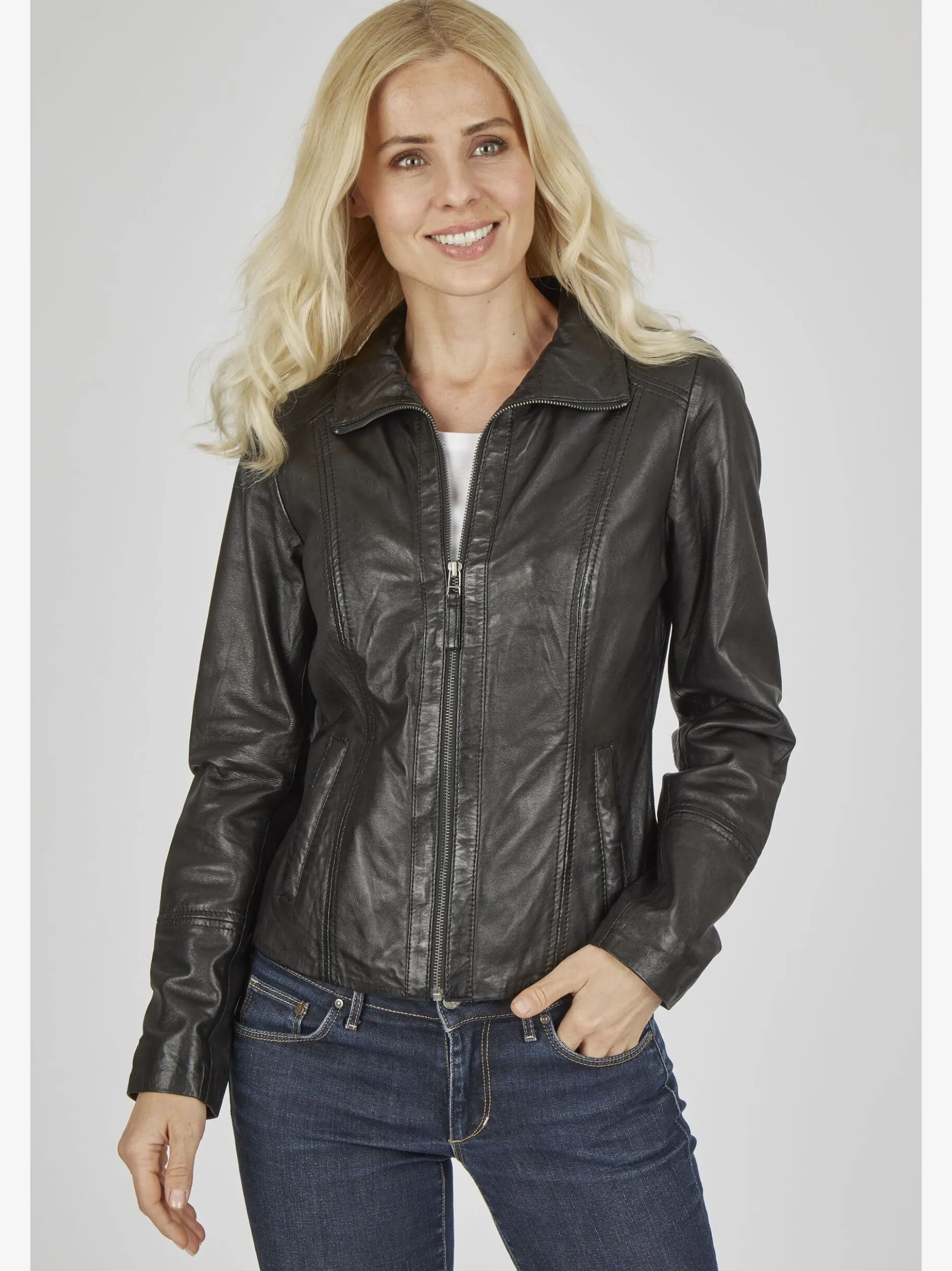 7 eleven Damen Lederjacke Marita in schwarz