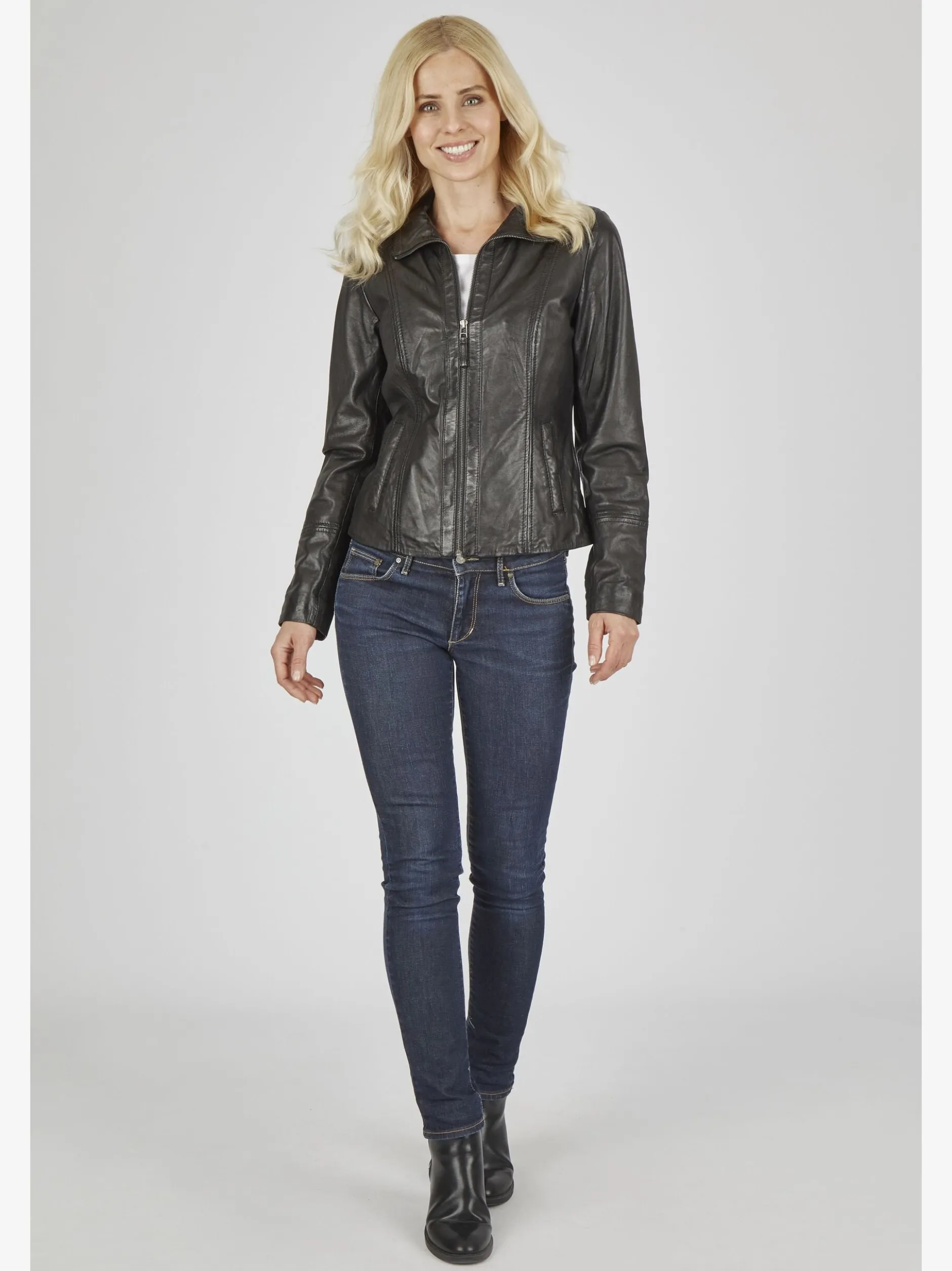 7 eleven Damen Lederjacke Marita in schwarz