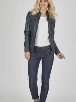7 eleven Damen Lederjacke - SEFELIDA in blau