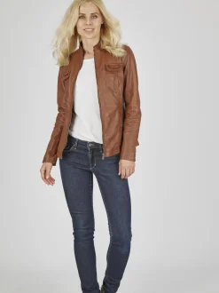 7 eleven Damen Lederjacke - SEFELIDA in cognac