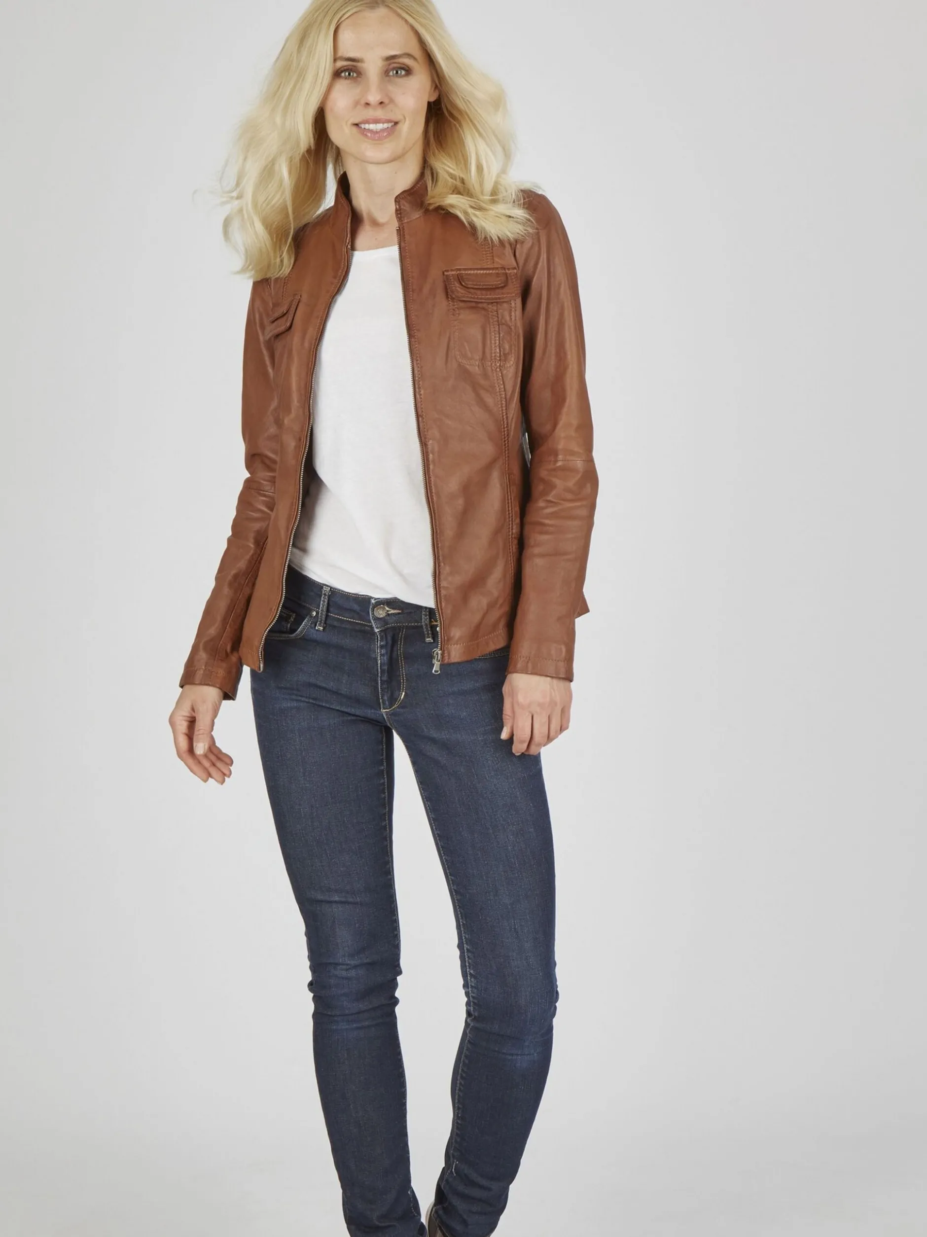 7 eleven Damen Lederjacke - SEFELIDA in cognac