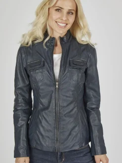 7 eleven Damen Lederjacke - SEFEMA in blau
