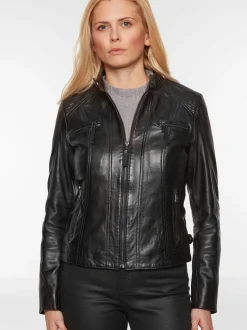 7 eleven Damen Lederjacke - SEFLORA in schwarz