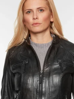 7 eleven Damen Lederjacke - SEFLORA in schwarz