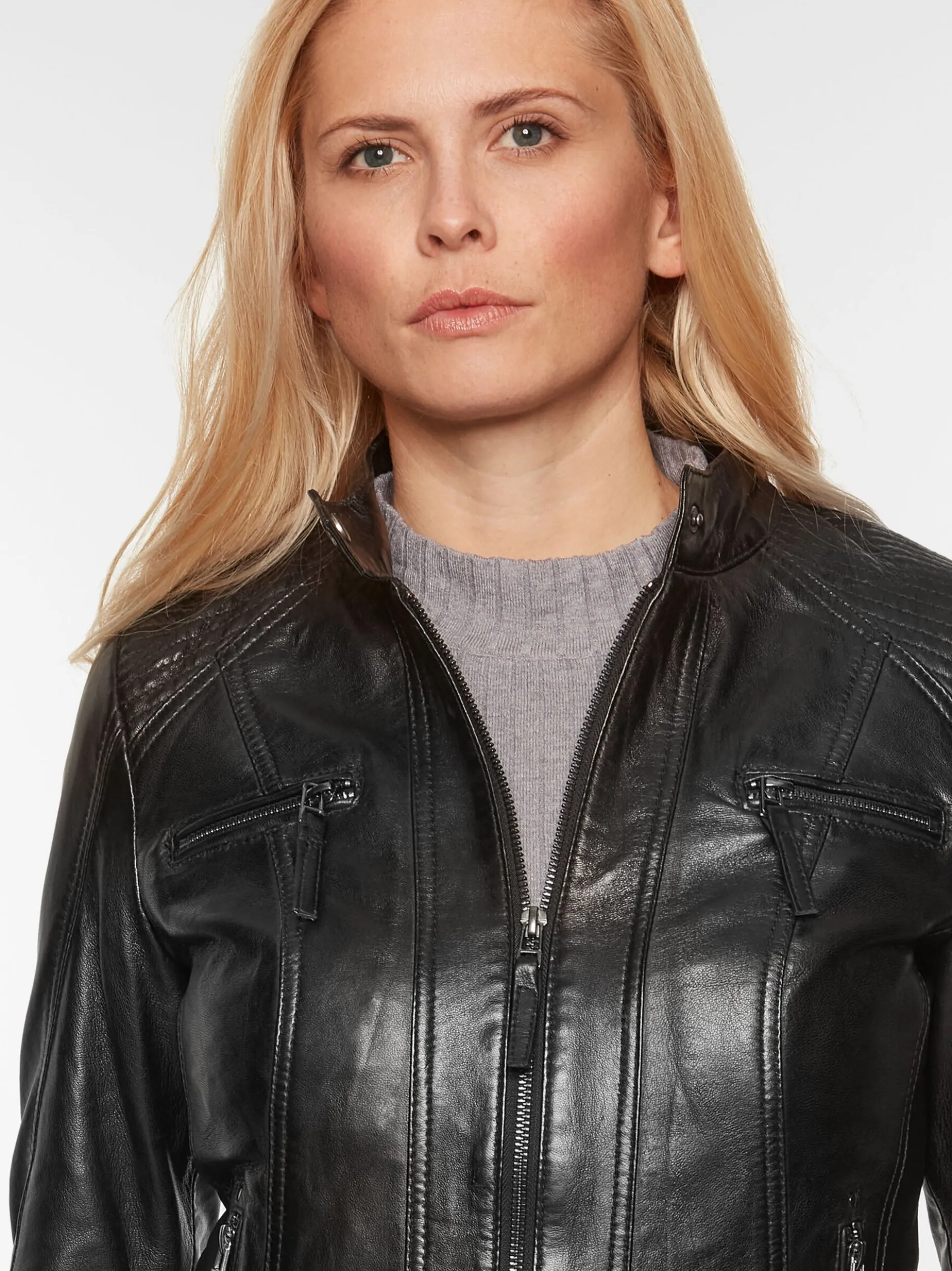 7 eleven Damen Lederjacke - SEFLORA in schwarz