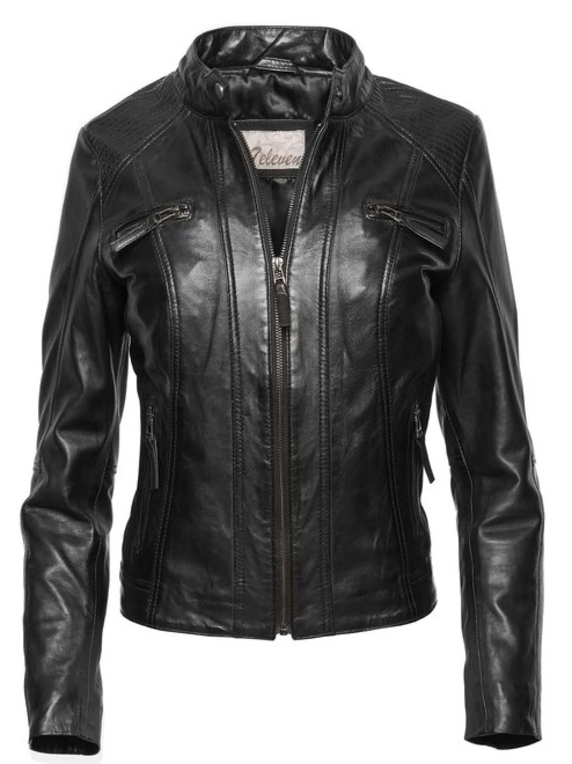 7 eleven Damen Lederjacke - SEFLORA in schwarz