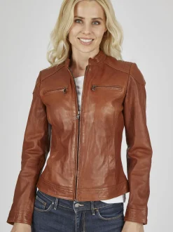 7 eleven Damen Lederjacke - SEGRETA in cognac