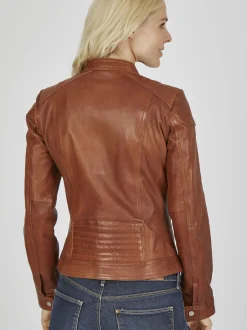 7 eleven Damen Lederjacke - SEGRETA in cognac