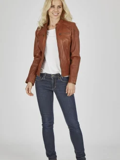 7 eleven Damen Lederjacke - SEGRETA in cognac