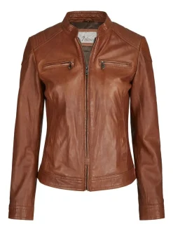 7 eleven Damen Lederjacke - SEGRETA in cognac