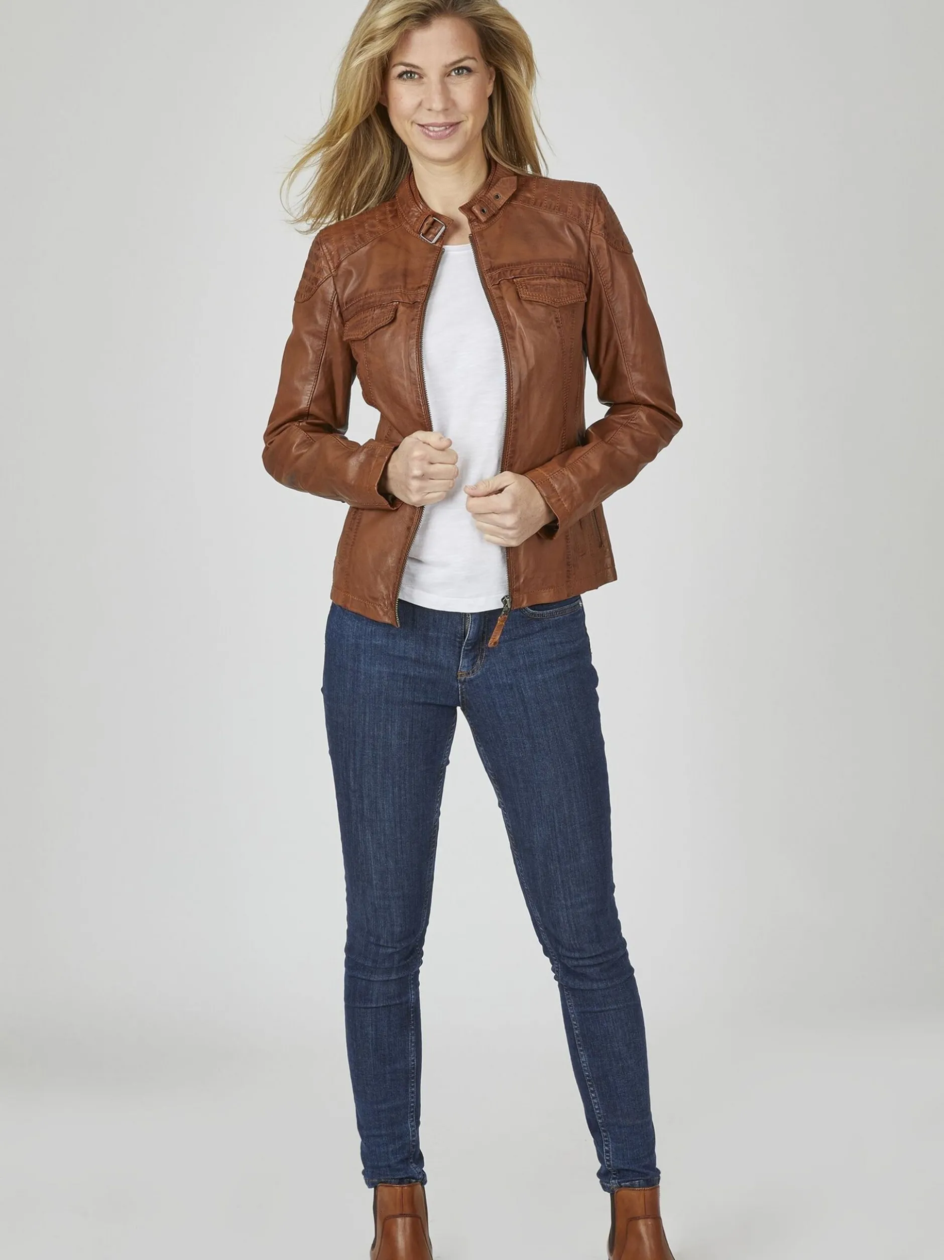 7 eleven Damen Lederjacke - SEMILA in braun