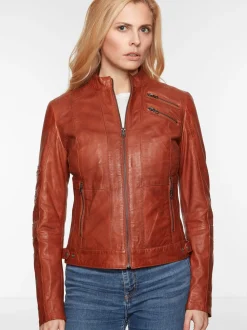 7 eleven Damen Lederjacke - SETALIA in cognac