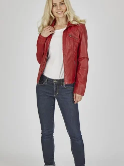 7 eleven Damen Lederjacke - SEVINCA in rot