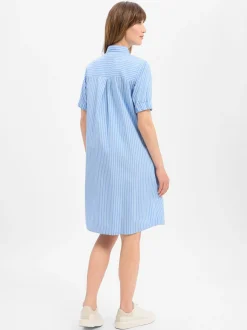 Emily van den Bergh Damen Blusenkleid in hellblau weiß