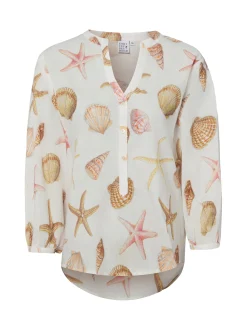 Emily van den Bergh Damen Bluse in sand mehrfarbig