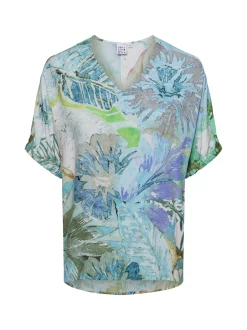 Emily van den Bergh Damen Blusenshirt in türkis mehrfarbig