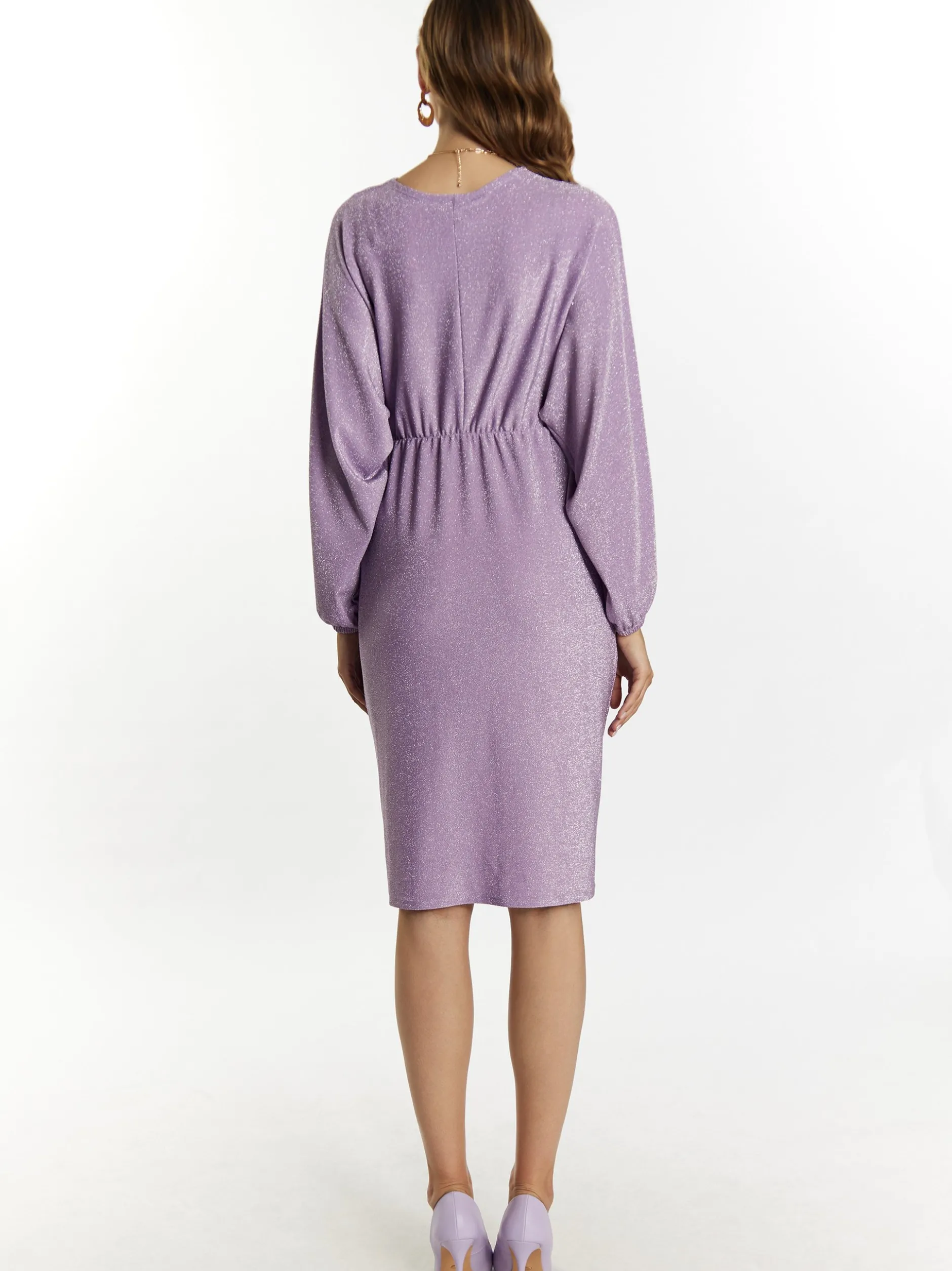 Faina Damen Abendkleid mit Glanzgarn in flieder