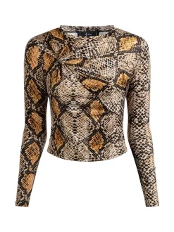 Faina Damen Bluse in braun - Ausschnitt: Rundhals