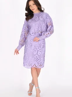 Faina Damen Bluse in lila - Ausschnitt: Rundhals