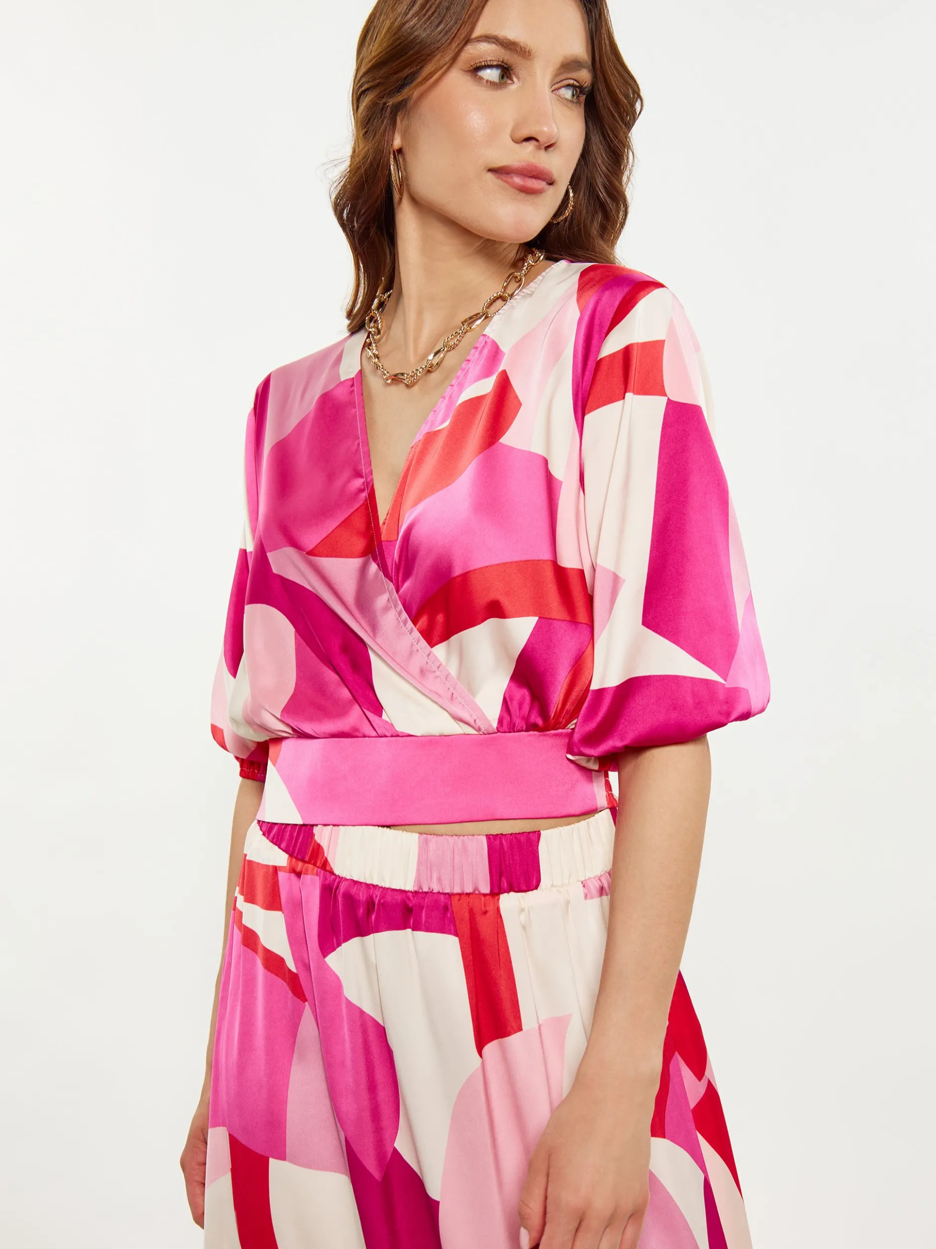 Faina Damen Bluse in mehrfarbig - Ausschnitt: Envelope