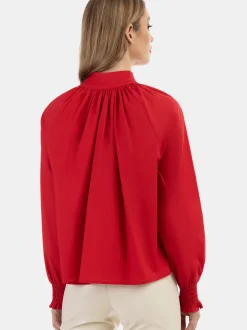 Faina Damen Bluse in rot - Ausschnitt: ohne Kragen