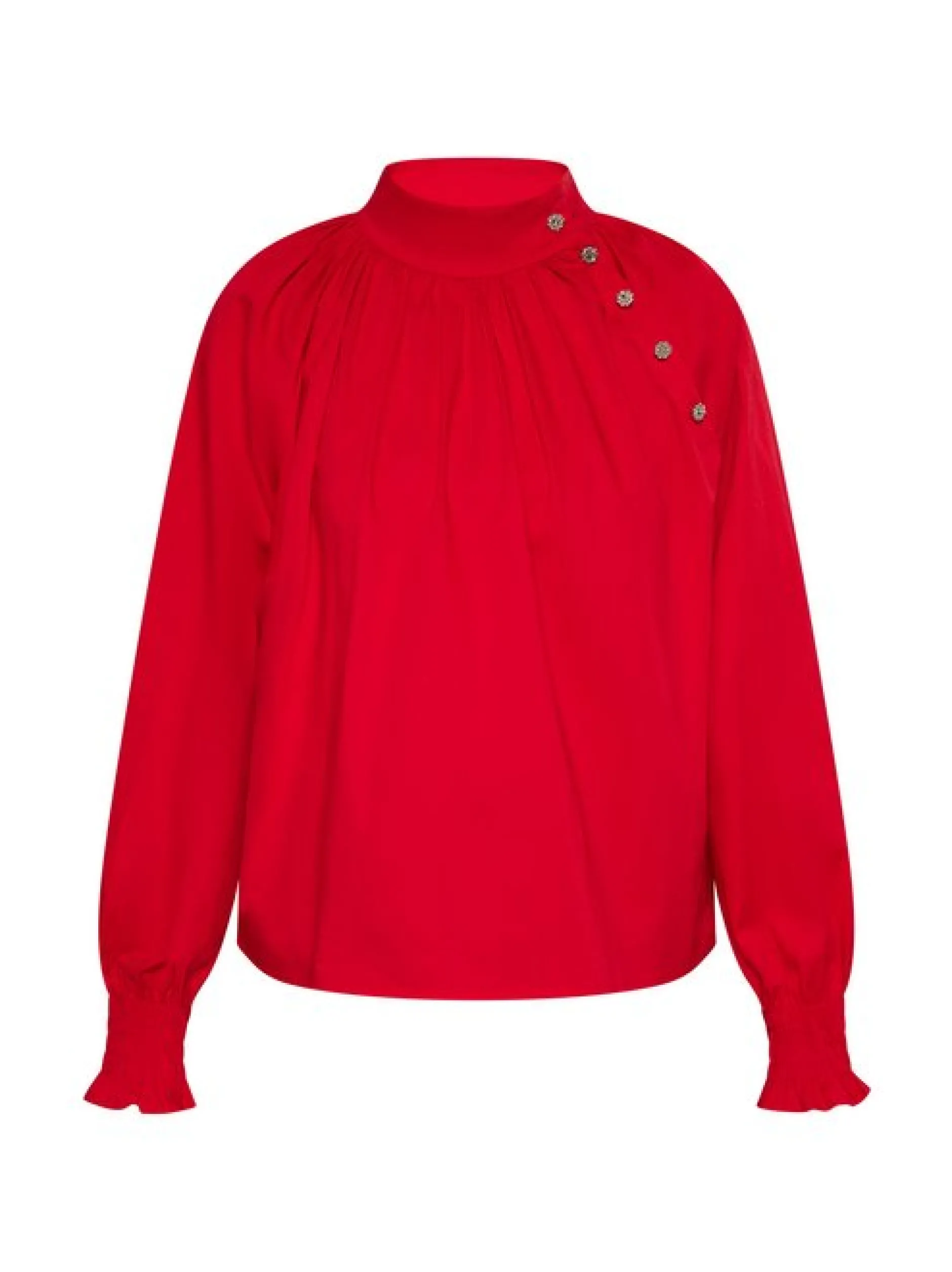 Faina Damen Bluse in rot - Ausschnitt: ohne Kragen