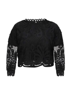 Faina Damen Bluse in schwarz - Ausschnitt: Rundhals